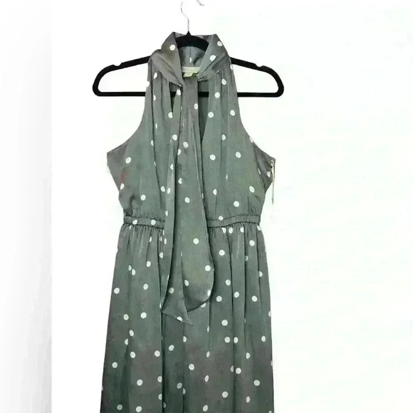 Ryegrass grey dot midi dress polka dot  stretch elastic waist sleeveless size Xs - Picture 3 of 10